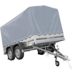 Remorque à deux essieux 264x150 UNITRAILER GARDEN 265/2 KIPP avec châssis H-1100 et bâche grise