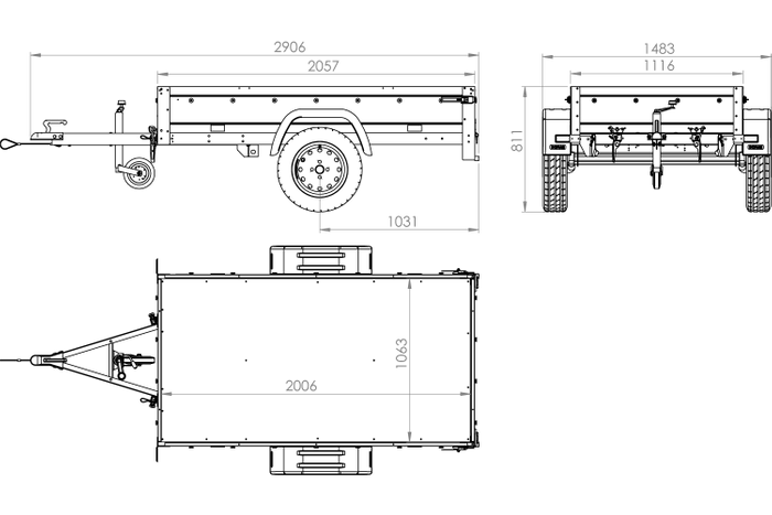 Remorque avec capot Garden Trailer 200 KIPP 200x106 cm