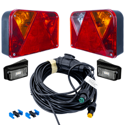 Kit éclairage : feux arrière DOBPLAST + feux de position LED DOBPLAST + faisceau MANTES 8m, 13 broches + connecteurs rapides