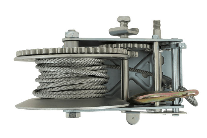 Treuil manuel KNOTT 6X0017.008 pour remorque de 900 kg avec câble en acier