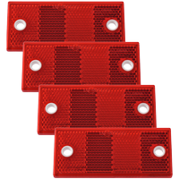 Set : quatre réflecteurs rouges 90x40 mm avec trous, rectangle
