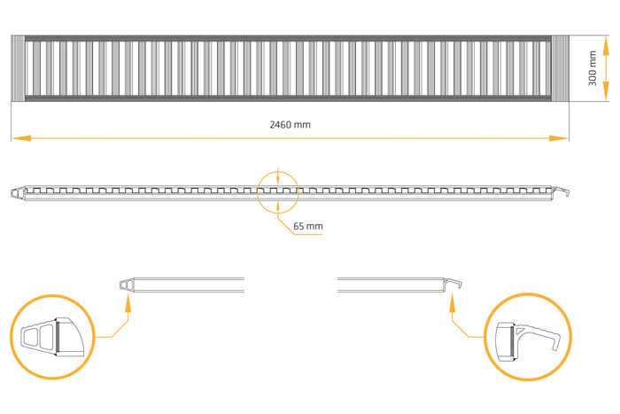 Rampe de chargement pour les remorques 250 cm 3000 kg