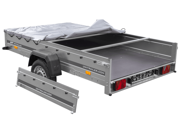 Remorque voiture 264x150 UNITRAILER GARDEN 265 KIPP avec châssis H-0 et bâche grise