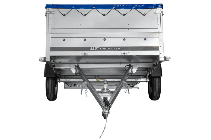 Remorque à essieu simple 264x150 UNITRAILER GARDEN 265 KIPP avec ridelles BIS, châssis H-0 et bâche bleue