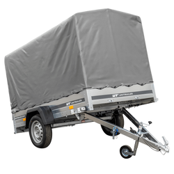 Remorque routière avec bâche haute (110 cm), arceau (110 cm) et roue jockey 230x125 Garden Trailer 230 KIPP
