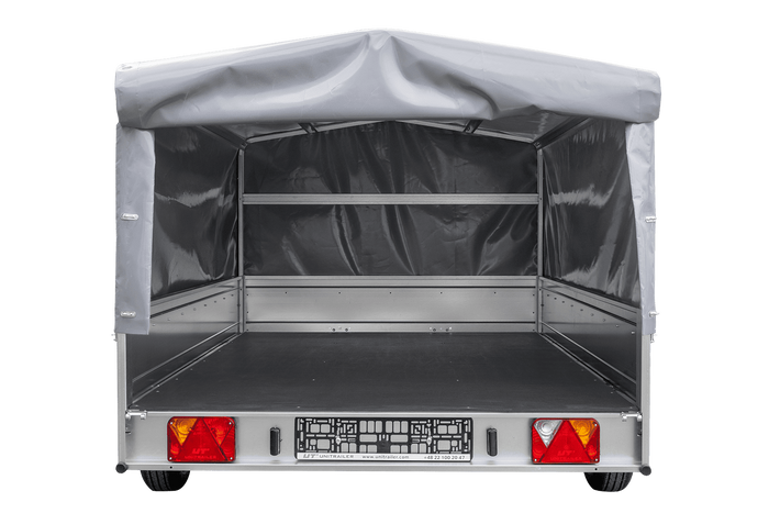 Remorque à un essieu 264x150 UNITRAILER GARDEN 265 KIPP avec arceau H-800 et bâche grise