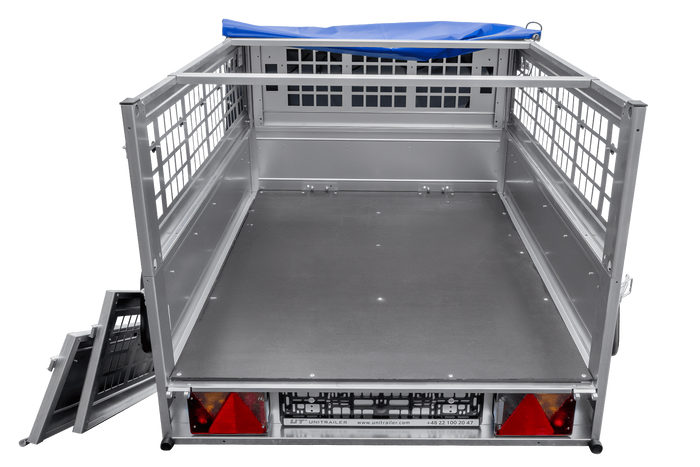 PETITE REMORQUE À VENDRE - GARDEN TRAILER 150 KIPP [AVEC BÂCHE PLATE BLEUE, ROUE JOCKEY ET TIGES DE SUPPORT BÂCHE]