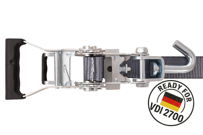 Lot de quatre sangles de transport, d'arrimage pour remorque HEFFA CARLINE 130, fixation des roues 2,8 m/35 mm/3 t VDI 2700