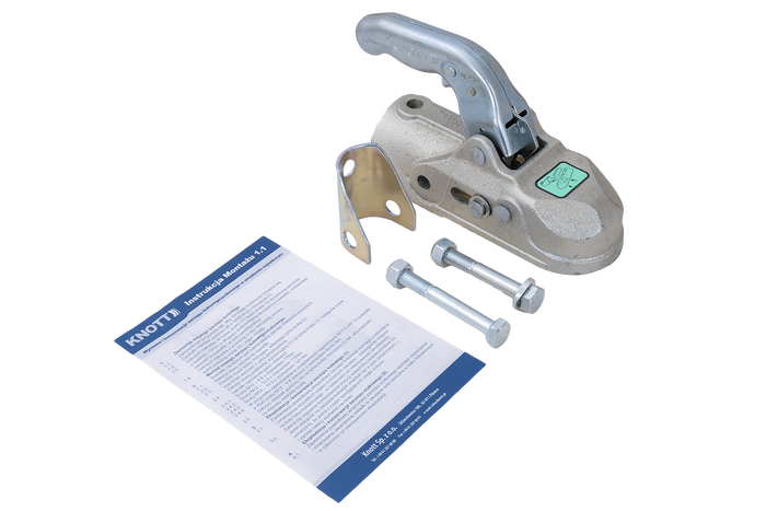 Attelage à boule KNOTT K27-B pour remorque de 2 700 kg avec timon tubulaire de 45 mm, en fonte 