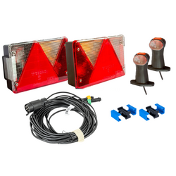 Kit d'éclairage : feux arrière ASPÖCK + feux de gabarit latéraux ASPÖCK + faisceau MANTES 7 m, 7 broches + connecteurs rapides