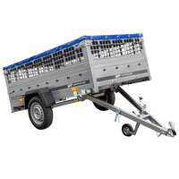 Remorque sans frein 230x125 avec bâche plate bleue, ridelles grillagées et roue jockey - Garden Trailer 230 KIPP