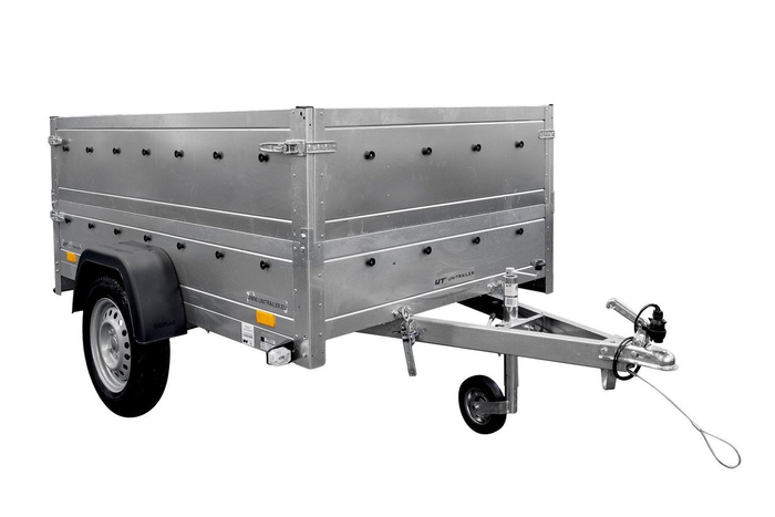 Remorque de voiture Garden Trailer 201 KIPP 500 kg 200 x 125 cm [avec rehausses de ridelles et roue jockey]