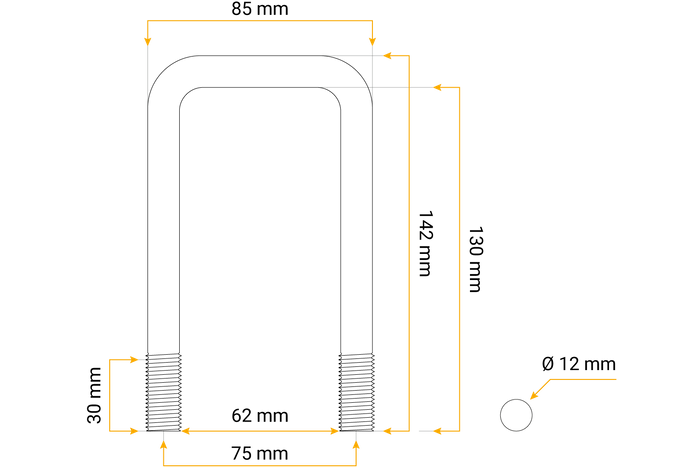 U-boulon / étrier  M12 130/62/130