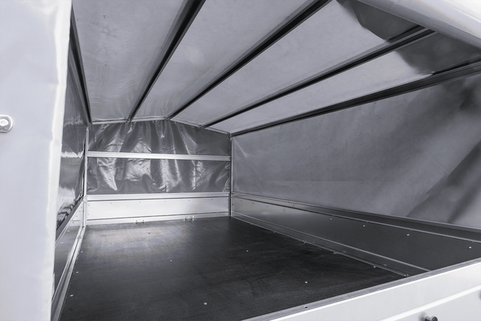 Remorque à un essieu 264x150 UNITRAILER GARDEN 265 KIPP avec arceau H-800 et bâche grise