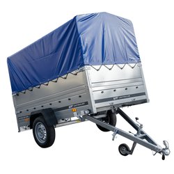 Remorque voiture sans frein 230 x 125 cm Garden Trailer 230 KIPP avec bâche haute, rehausses de ridelles et roue jockey