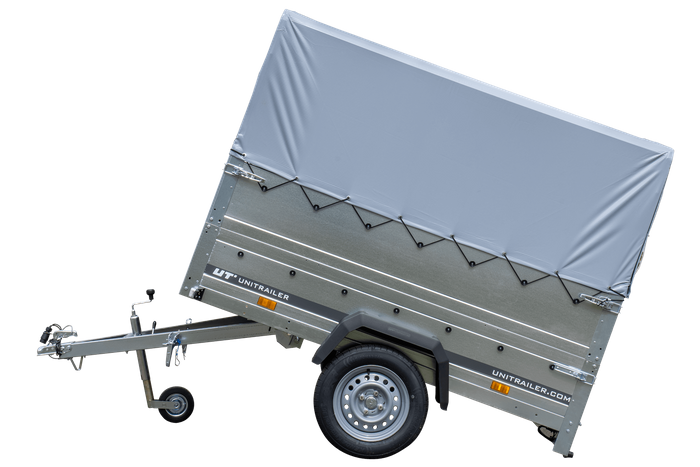Remorque simple essieu 200x125 avec bâche haute, arceau, rehausses de ridelles et roue jockey - Garden Trailer 201 KIPP