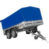 Remorque à deux essieux 264x150 UNITRAILER GARDEN 265/2 KIPP avec châssis H-800 et bâche bleue