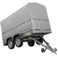 Remorque voiture 2 essieux UNITRAILER GARDEN TRAILER 264/2 KIPP avec roue jockey, côtés ridelles supplémentaires, châssis h-800 et bâche grise