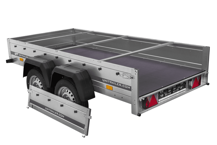 UNITRAILER 264/2 KIPP AVEC ROUE JOCKEY, TIGES DE SUPPORT ET BÂCHE PLATE BLEUE 