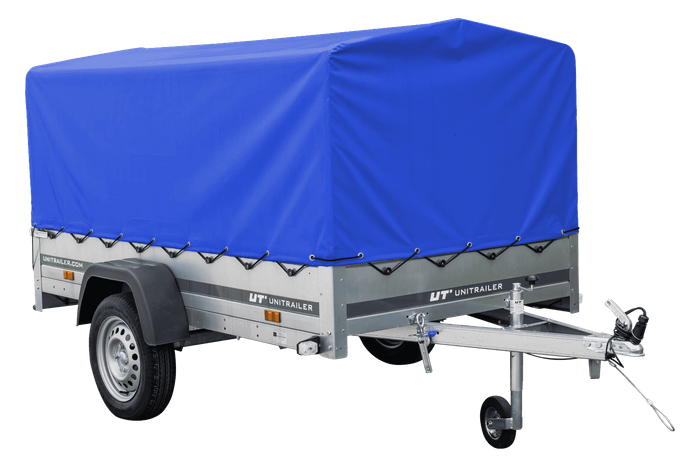 Remorque routière avec bâche haute bleue, arceau H-800 et roue jockey 230x125 Garden Trailer 230 KIPP