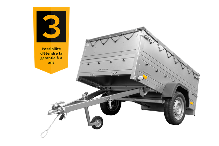 Remorque neuve 200x125 avec bâche plate, rehausses de ridelles et roue jockey - Garden Trailer 201 KIPP