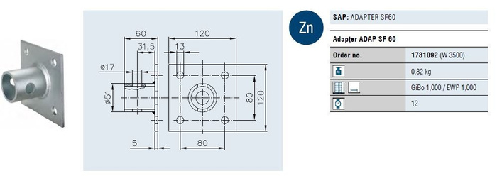 Adaptateur de béquilles SF 60 WINTERHOFF