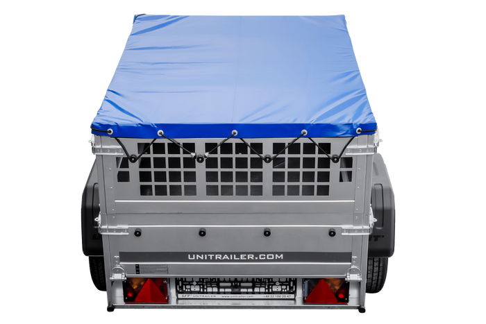 PETITE REMORQUE À VENDRE - GARDEN TRAILER 150 KIPP [AVEC BÂCHE PLATE BLEUE, ROUE JOCKEY ET TIGES DE SUPPORT BÂCHE]