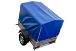 Remorque pour voiture 150x106 bâche bleue + arceau, PTAC 500 kg Garden Trailer 150 KIPP [avec roue jockey]