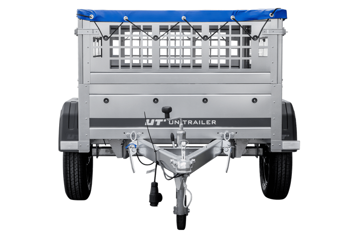 PETITE REMORQUE À VENDRE - GARDEN TRAILER 150 KIPP [AVEC BÂCHE PLATE BLEUE, ROUE JOCKEY ET TIGES DE SUPPORT BÂCHE]