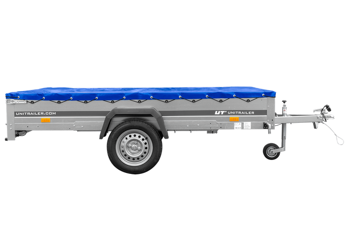 Remorque à un essieu 264x150 UNITRAILER GARDEN 265 KIPP avec châssis H-0 et bâche bleue