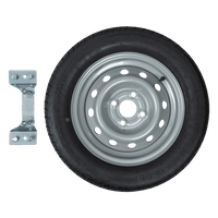 Roue de secours pour remorque avec support PNEU LINGLONG 155/70 R13 75N JANTE UNITRAILER 4Jx13"H2 4x100 ET:30