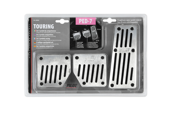 Couvre-pédales en aluminium LAMPA TOURING BLACK PILOT avec caoutchouc antidérapant