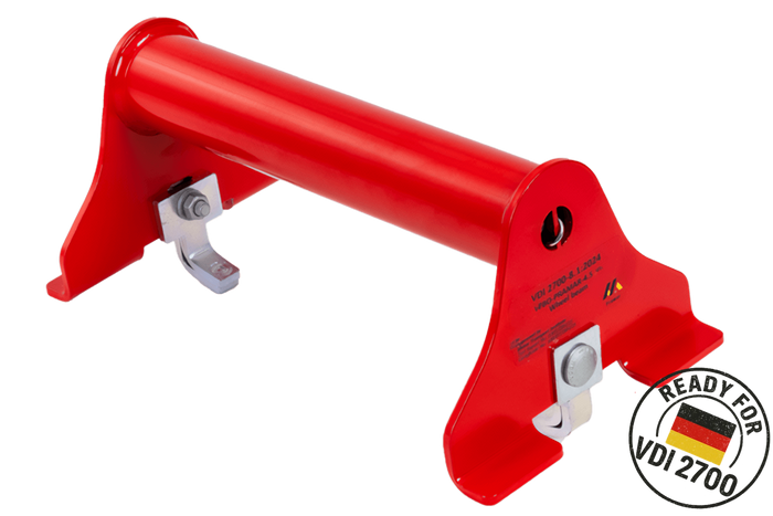 Bloque- roue dépanneuse, rouge PRAMAR Radstopper VDI 2700 - réglable, universel