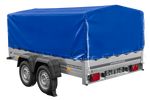 Remorque à deux essieux 264x150 UNITRAILER GARDEN 265/2 KIPP avec châssis H-800 et bâche bleue