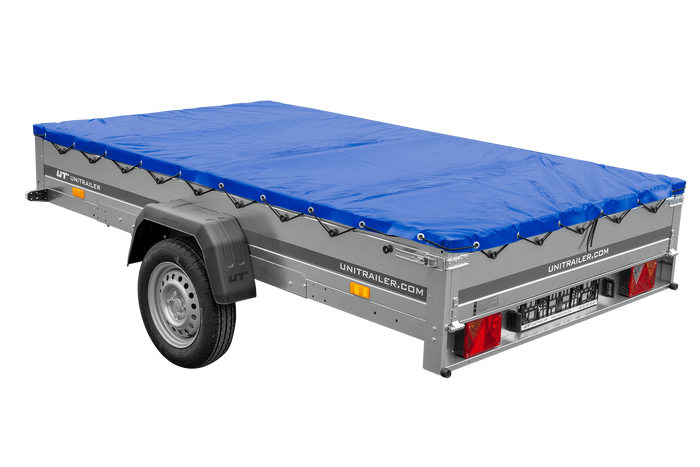 Remorque à un essieu 264x150 UNITRAILER GARDEN 265 KIPP avec châssis H-0 et bâche bleue