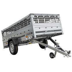 REMORQUE DE JARDIN 264 KIPP AVEC ROUE JOINTE, CÔTÉS GRILLÉS ET BÂCHE PLATE GRIS