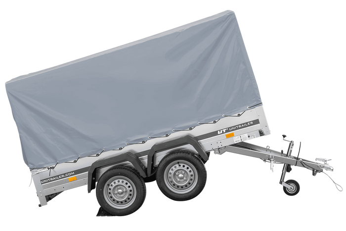 Remorque à deux essieux 264x150 UNITRAILER GARDEN 265/2 KIPP avec châssis H-1100 et bâche grise