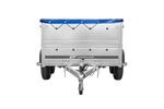 Remorque double essieux Garden Trailer 264/2 KIPP avec roue jockey, rehausses de ridelles et bâche plate bleue 