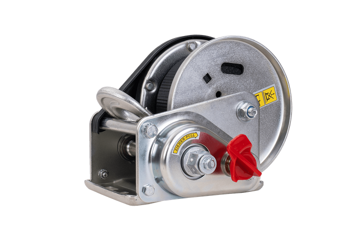 Treuil manuel pour remorque dépanneuse AL-KO 900kg avec courroie de 7m, frein et déroulement automatique