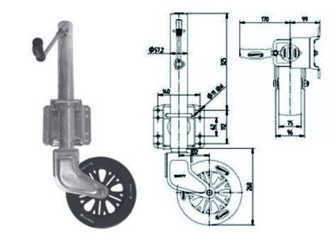 Roue jockey pivotante, rotative KNOTT TK57 500 kg