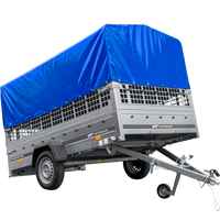 Remorque voiture 264x150 UNITRAILER GARDEN 265 KIPP avec ridelles grillagées, arceau H-800 et bâche bleue