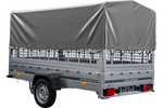 Remorque voiture 264x150 UNITRAILER GARDEN 265 KIPP avec ridelles grillagées, arceau H-800 et bâche grise