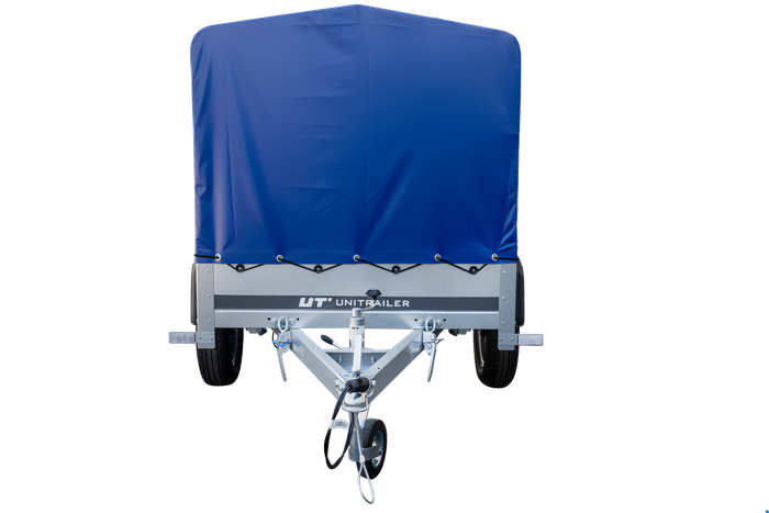 Remorque bagagère Garden Trailer 200 KIPP 200 x 106 cm avec bâche haute bleue, arceau et roue jockey