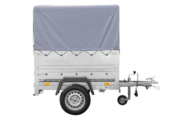 Haute remorque avec bâche 150x106 [bâche grise, arceau, rehausses de ridelles et roue jockey] Garden Trailer 150 KIPP