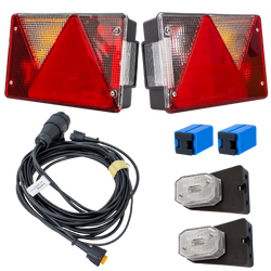 Kit d'éclairage : feux arrière ASPÖCK MULTIPOINT IV + feux de position latéraux ASPÖCK FLEXIPOINT I + faisceau MANTES 4,5 m 13 broches