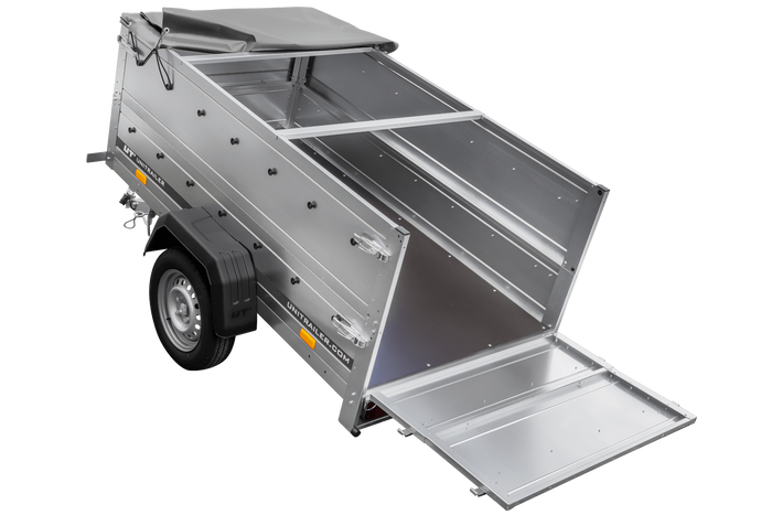 Remorque Garden Trailer 200 Kipp avec roue jockey, rehausses, châssis H-0 et bâche grise