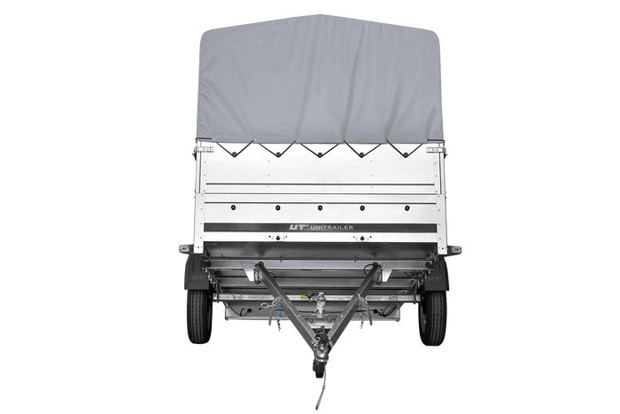 Remorque à essieu simple 264x150 UNITRAILER GARDEN 265 KIPP avec ridelles supplémentaires, arceau H-800 et bâche grise