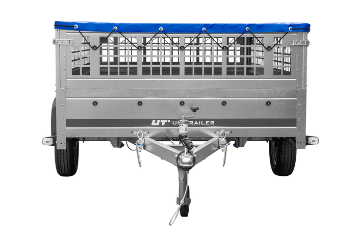 Remorque légère 264x150 UNITRAILER GARDEN 265 KIPP avec ridelles grillagées, châssis H-0 et bâche bleue