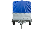 Remorque voiture sans frein 230 x 125 cm Garden Trailer 230 KIPP avec bâche haute, rehausses de ridelles et roue jockey