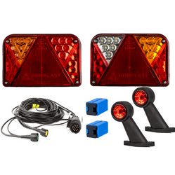 Kit d'éclairage : feux arrière LED DOBPLAST DPT35 + feux de position latéraux LED FRISTOM FT-009 + faisceau MANTES 4,5 m, 7 broches